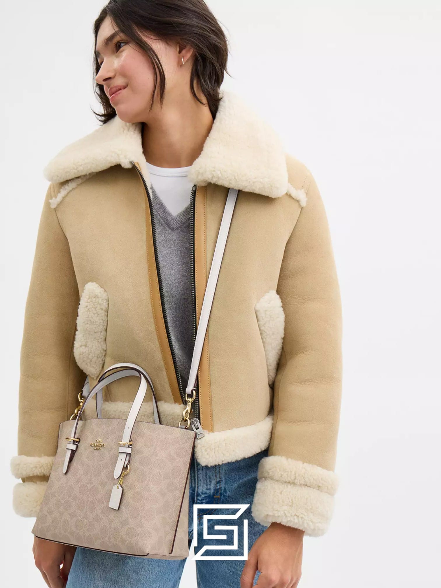 Bags,Leather,Women Mollie Tote Bag 25 In Signature Canvas C4250 Khaki Coach