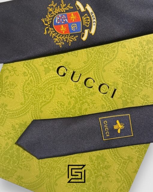 Ties Gucci - Navy Blue Color With Royal Logo Gucci