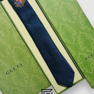 Ties Gucci - Navy Blue Color With Royal Logo Gucci