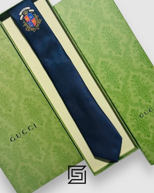 Ties Gucci - Navy Blue Color With Royal Logo Gucci