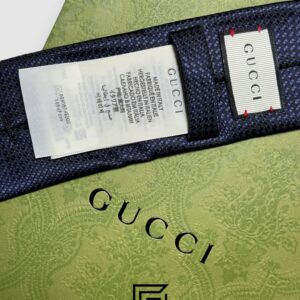 Ties Gucci - Navy Blue Color Engraved With Gucci Bee Signature Line Gucci