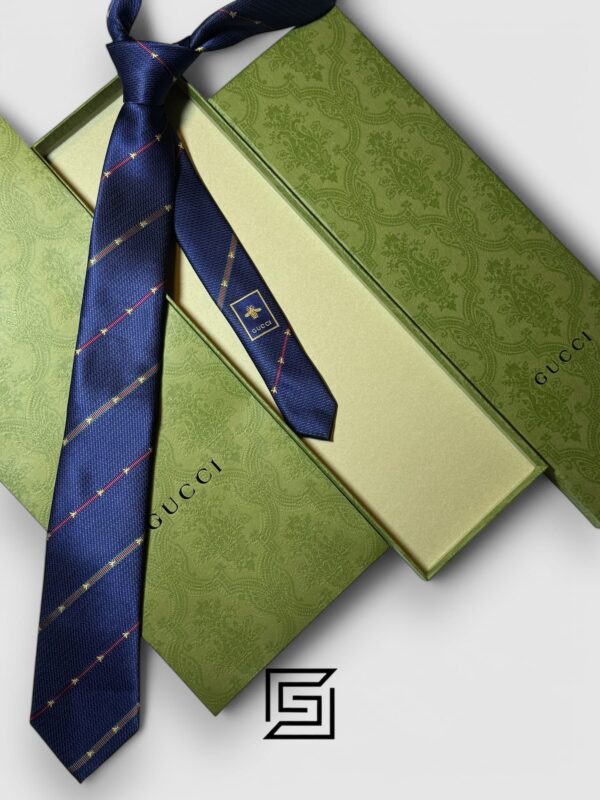 Ties Gucci - Blue Color With Gold Small Bee Constant Small Pattern Gucci
