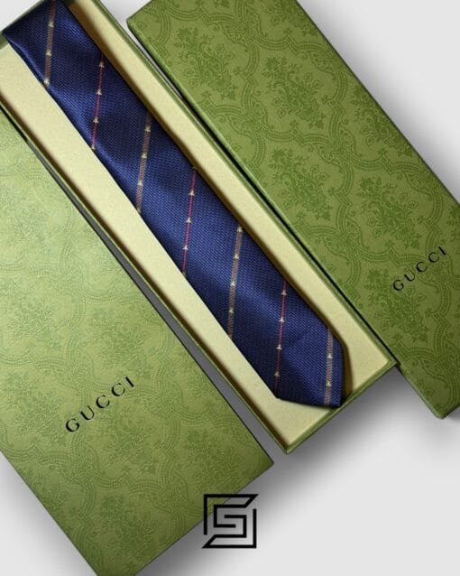 Ties Gucci - Blue Color With Gold Small Bee Constant Small Pattern Gucci