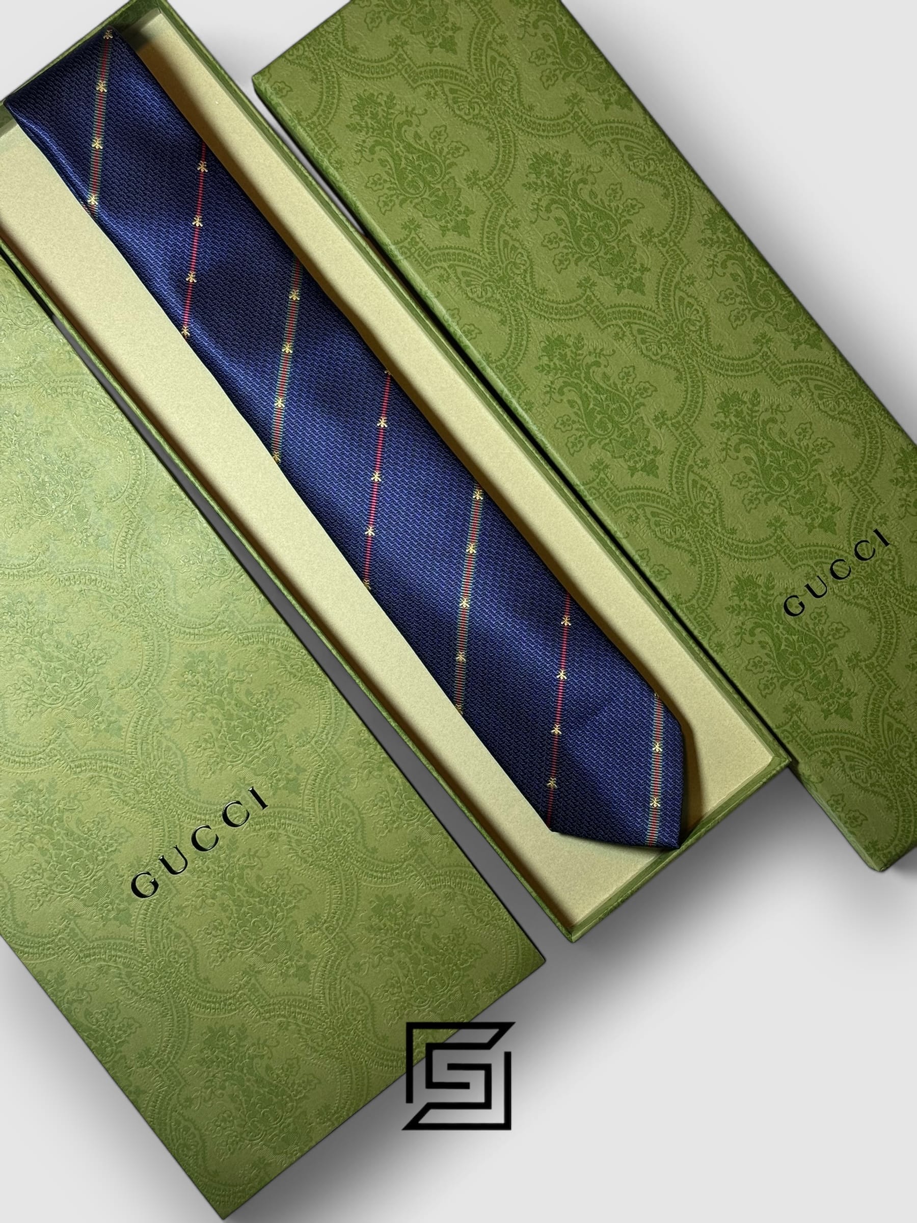 Ties Gucci - Blue Color With Gold Small Bee Constant Small Pattern Gucci