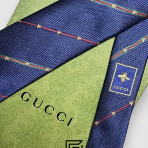 Ties Gucci - Blue Color With Gold Small Bee Constant Small Pattern Gucci