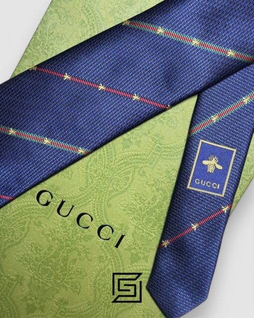 Ties Gucci - Blue Color With Gold Small Bee Constant Small Pattern Gucci