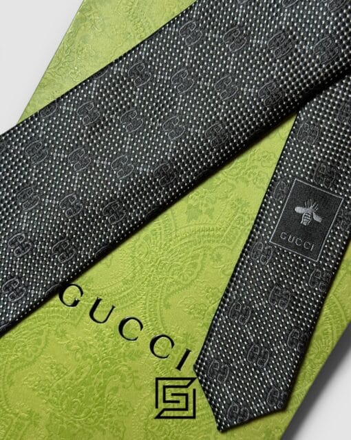 Ties Gucci - Black Color Big G Pattern With Silver Dots Gucci