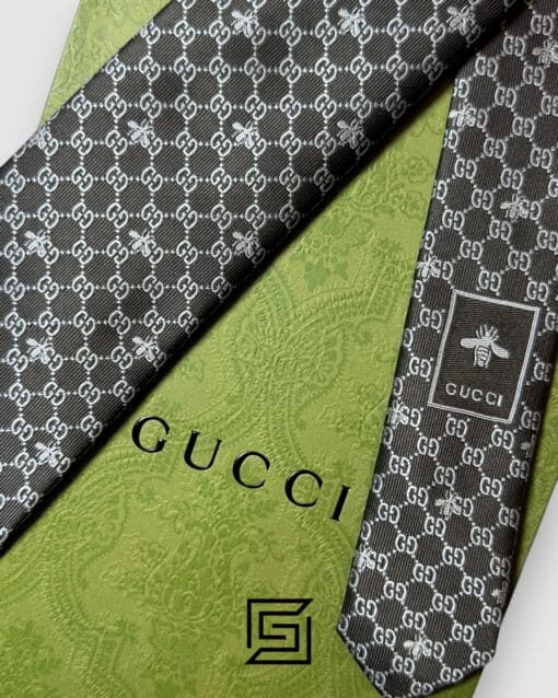 Ties Gucci - Brown Color Small G Pattern With Bee Pattern Gucci