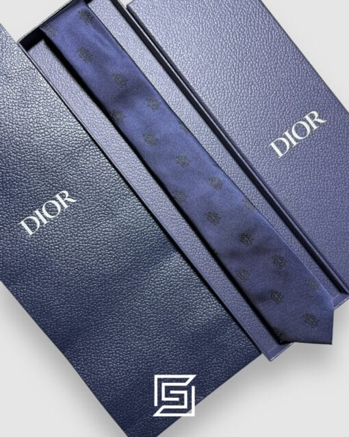 Ties Dior - Navy Blue Color With CD Pattern Italian Style Dior
