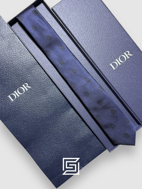Ties Dior - Navy Blue Color With CD Pattern Italian Style Dior