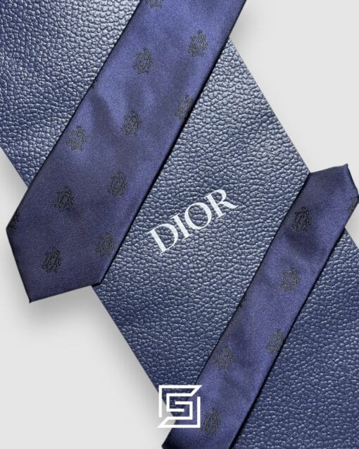 Ties Dior - Navy Blue Color With CD Pattern Italian Style Dior