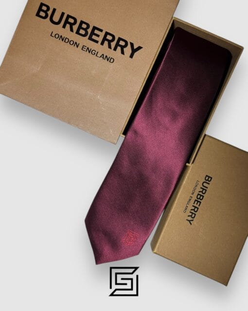 Ties Burberry - Shinny Maroon TB Logo Burberry