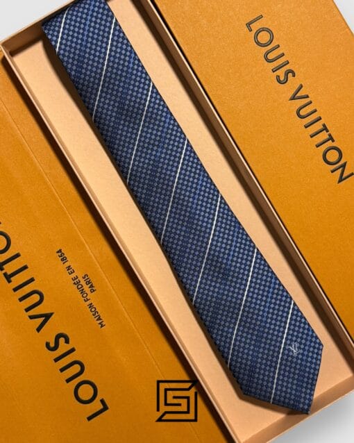 Ties Louis Vuitton - Blue - White Striped Italian Style Louis Vuitton