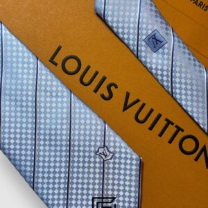 Ties Louis Vuitton -Baby Blue - Blue Striped Italian Style Louis Vuitton