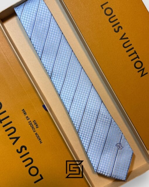 Ties Louis Vuitton -Baby Blue - Blue Striped Italian Style Louis Vuitton