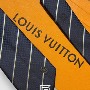 Ties Louis Vuitton - Navy Blue - Yellow Striped Italian Style Louis Vuitton