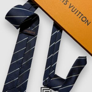 Ties Louis Vuitton - Navy Blue - Yellow Striped Italian Style Louis Vuitton