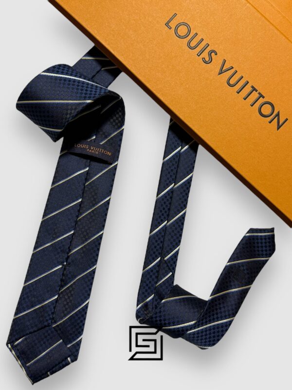 Ties Louis Vuitton - Navy Blue - Yellow Striped Italian Style Louis Vuitton