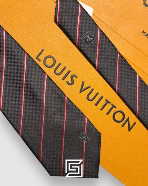 Ties Louis Vuitton - Black - Red Striped Italian Style Louis Vuitton