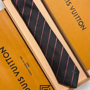 Ties Louis Vuitton - Black - Red Striped Italian Style Louis Vuitton