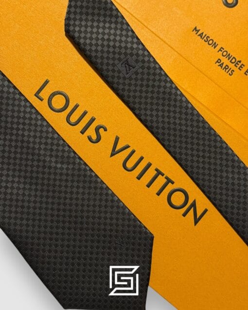 Ties Louis Vuitton - Black Small Squares With Logo Pattern Italian Style Louis Vuitton
