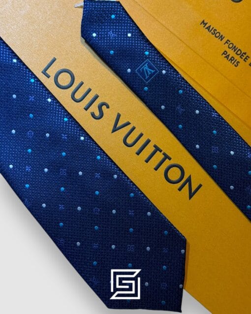 Ties Louis Vuitton - Navy Blue LV Big Pattern With Dots Italian Style Louis Vuitton