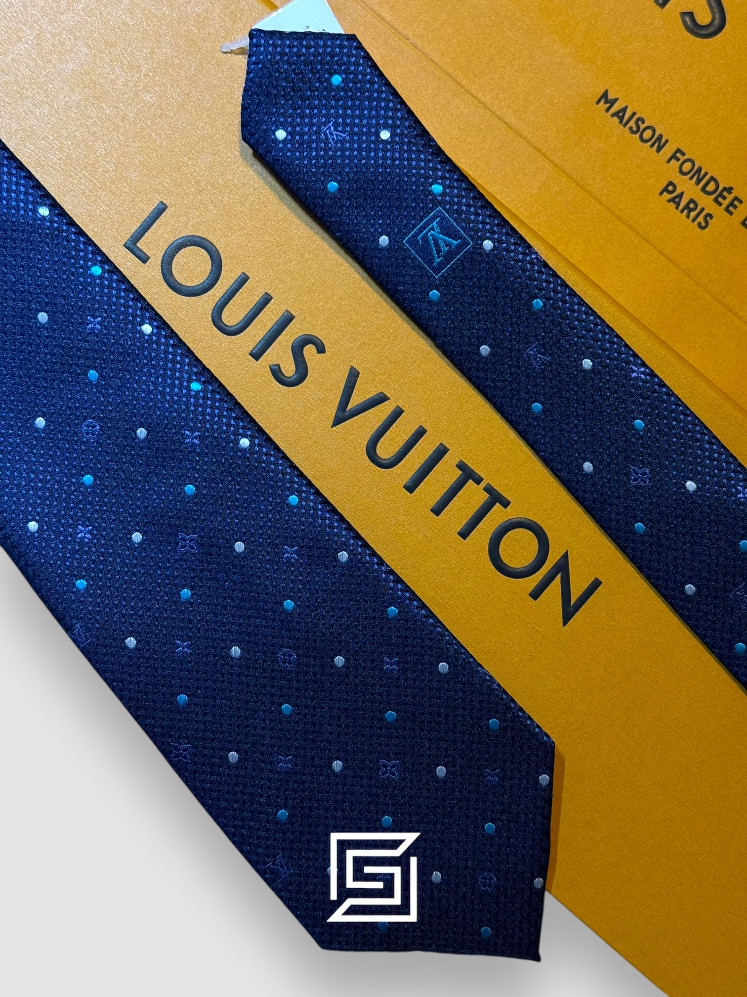 Ties Louis Vuitton - Navy Blue LV Big Pattern With Dots Italian Style Louis Vuitton
