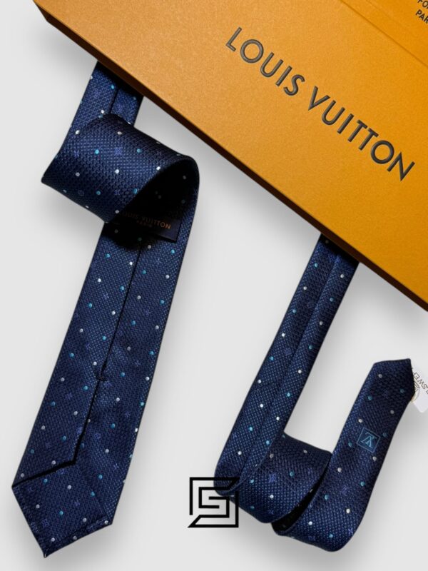 Ties Louis Vuitton - Navy Blue LV Big Pattern With Dots Italian Style Louis Vuitton