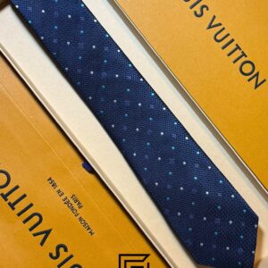 Ties Louis Vuitton - Navy Blue LV Big Pattern With Dots Italian Style Louis Vuitton