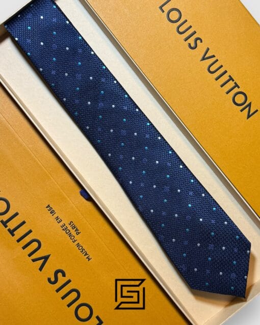 Ties Louis Vuitton - Navy Blue LV Big Pattern With Dots Italian Style Louis Vuitton