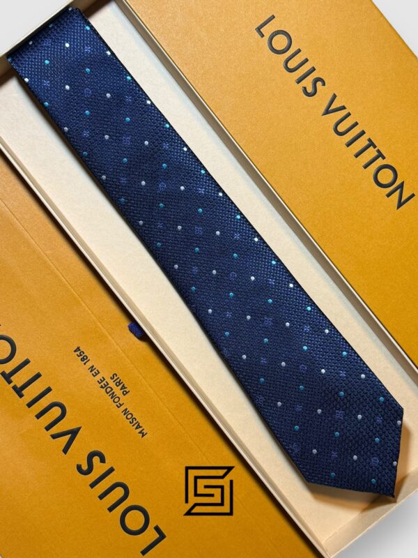 Ties Louis Vuitton - Navy Blue LV Big Pattern With Dots Italian Style Louis Vuitton