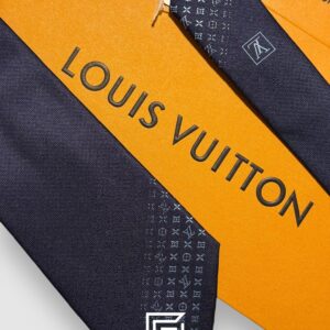 Ties Louis Vuitton - Navy Blue LV Pattern End Of Tie Italian Style Louis Vuitton