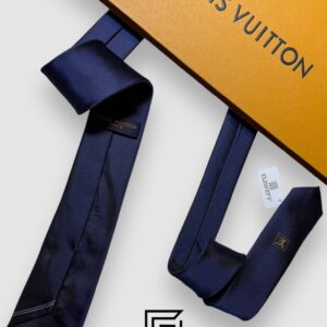 Ties Louis Vuitton - Navy Blue LV Yellow Logo End Of Tie Louis Vuitton