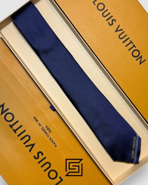 Ties Louis Vuitton - Navy Blue LV Yellow Logo End Of Tie Louis Vuitton