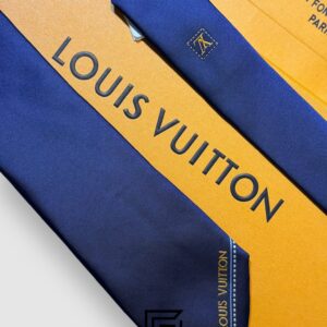 Ties Louis Vuitton - Navy Blue LV Yellow Logo End Of Tie Louis Vuitton