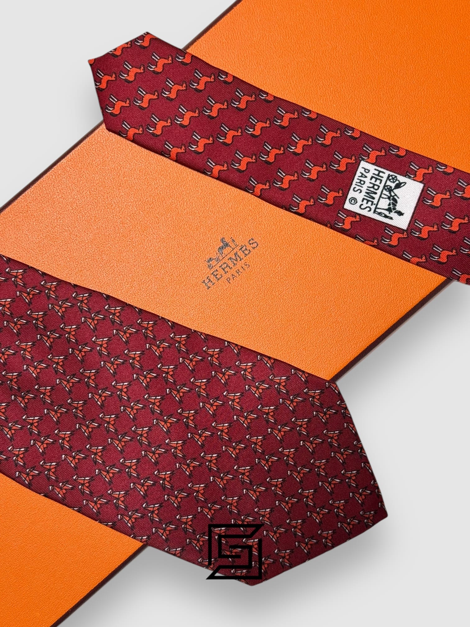 Ties Hermes - Maroon With Horse Pattern Italian Style Hermes
