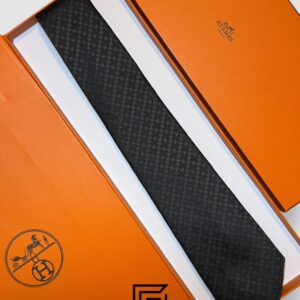 Ties Hermes - Black With H Pattern Italian Style Hermes