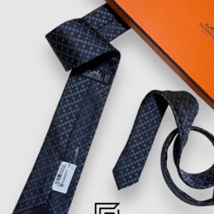 Ties Hermes - Blue With H Grey Pattern Hermes