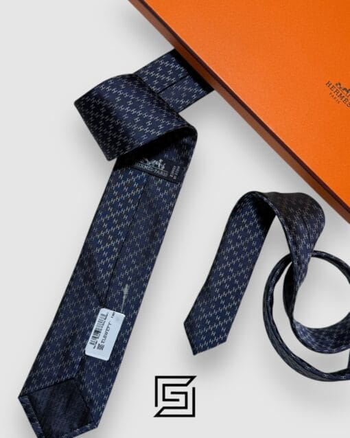 Ties Hermes - Blue With H Grey Pattern Hermes