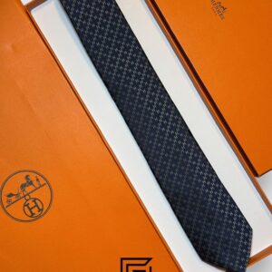 Ties Hermes - Blue With H Grey Pattern Hermes
