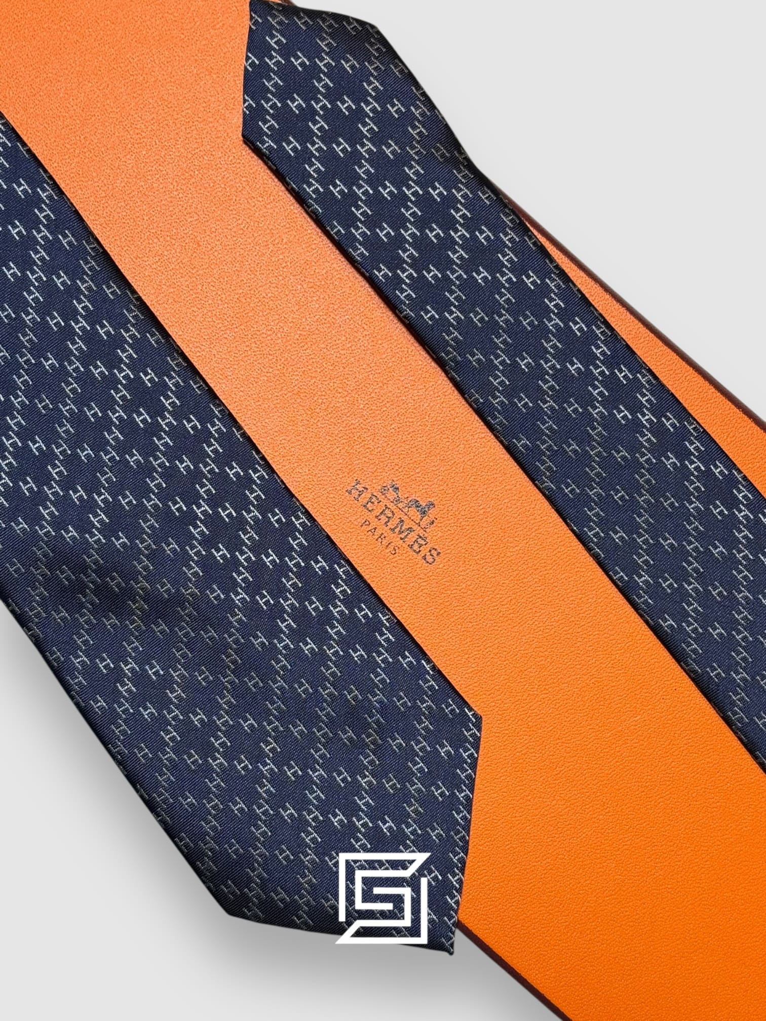 Ties Hermes - Blue With H Grey Pattern Hermes