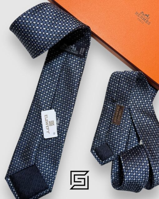 Ties Hermes - Blue With Square Multi Pattern Hermes
