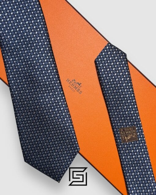 Ties Hermes - Blue With Square Multi Pattern Hermes