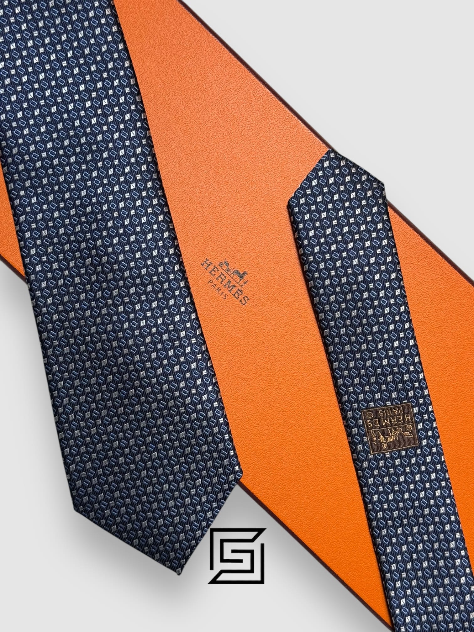 Ties Hermes - Blue With Square Multi Pattern Hermes