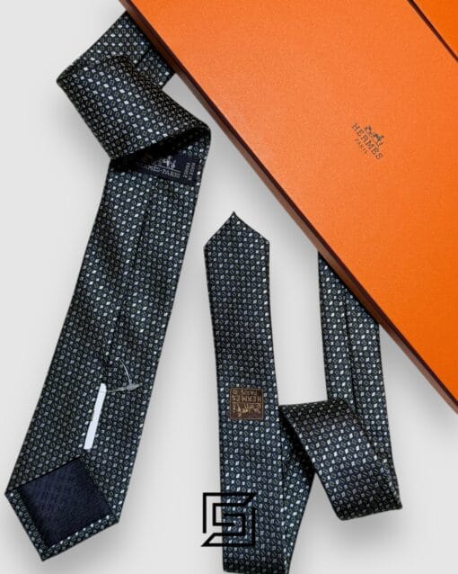 Ties Hermes - Green With Square Multi Pattern Hermes