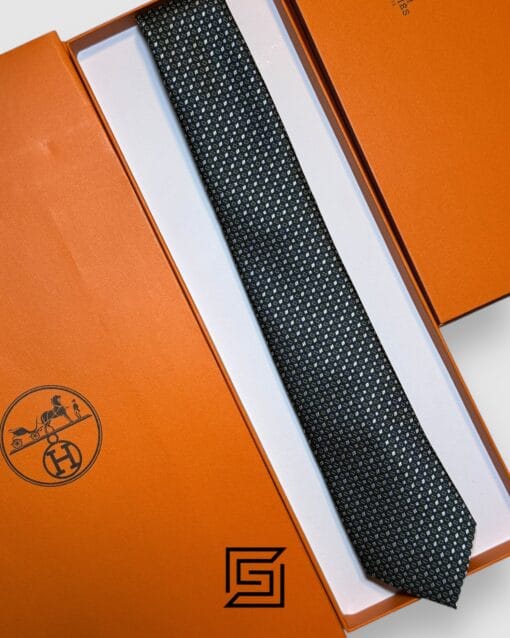 Ties Hermes - Green With Square Multi Pattern Hermes