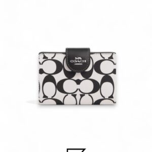 Leather,Wallets,Women Medium Corner Zip Wallet In Signature Canvas Style No. CP420 Coach