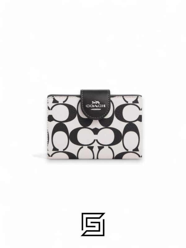 Leather,Wallets,Women Medium Corner Zip Wallet In Signature Canvas Style No. CP420 Coach