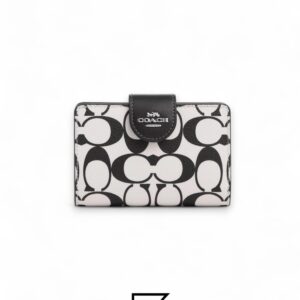 Leather,Wallets,Women Medium Corner Zip Wallet In Signature Canvas Style No. CP420 Coach