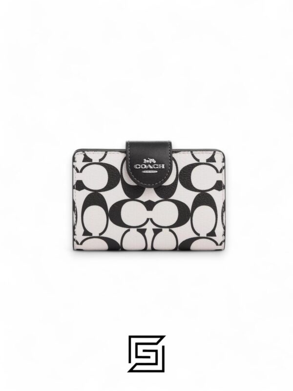 Leather,Wallets,Women Medium Corner Zip Wallet In Signature Canvas Style No. CP420 Coach